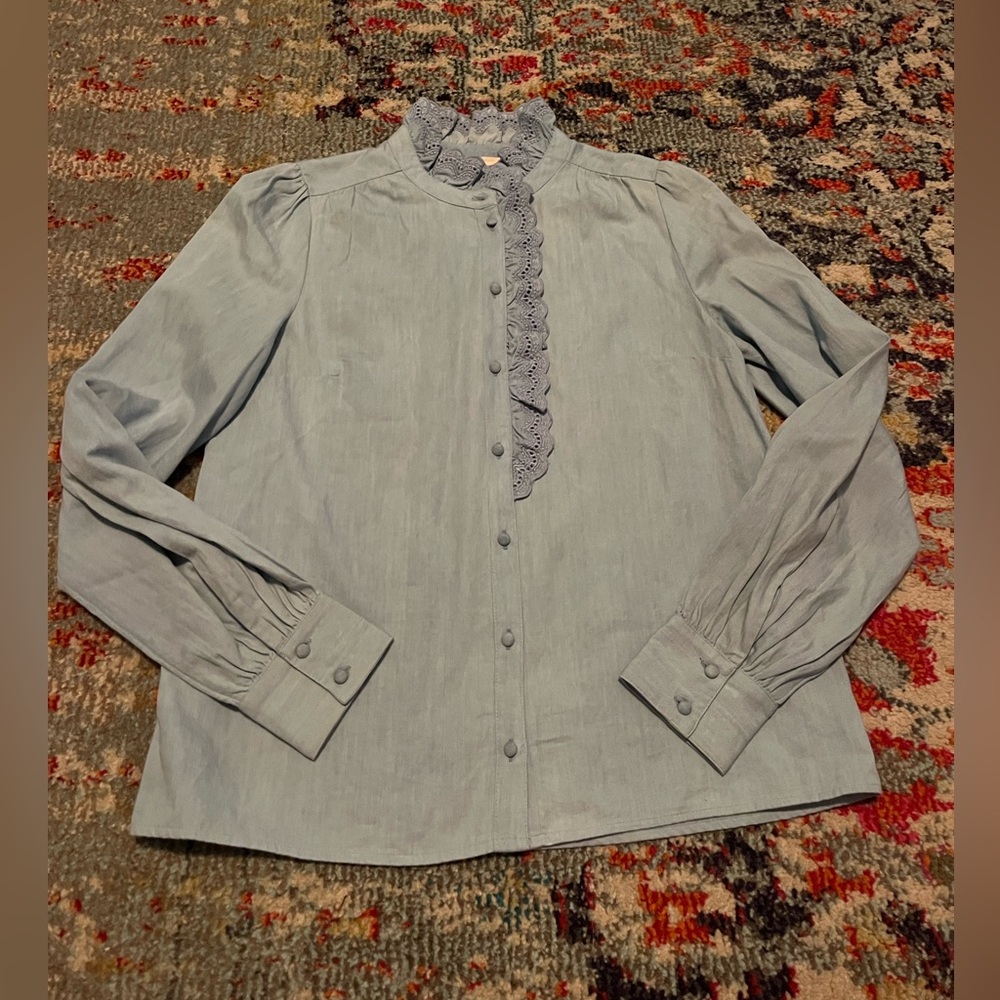 Sezane Chlo Ruffled Button-Down Shirt - Picture 6 of 6